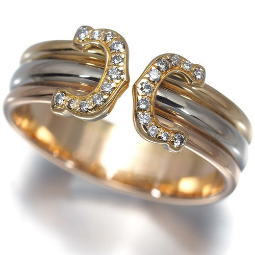 Cartier Ring 2C C C2 Sm 56 K18Yg/Wg/Pg #193147