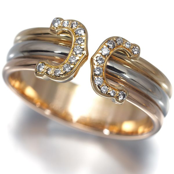 Cartier Ring 2C C C2 Sm 56 K18Yg/Wg/Pg #193147