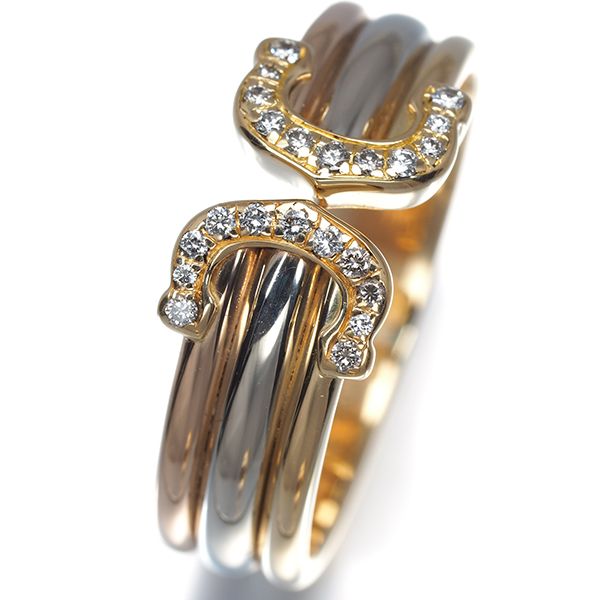 Cartier Ring 2C C C2 Sm 56 K18Yg/Wg/Pg #193147