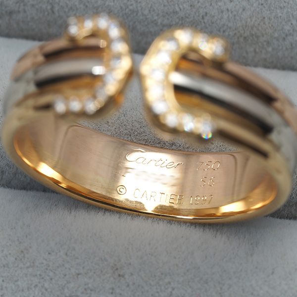 Cartier Ring 2C C C2 Sm 56 K18Yg/Wg/Pg #193147
