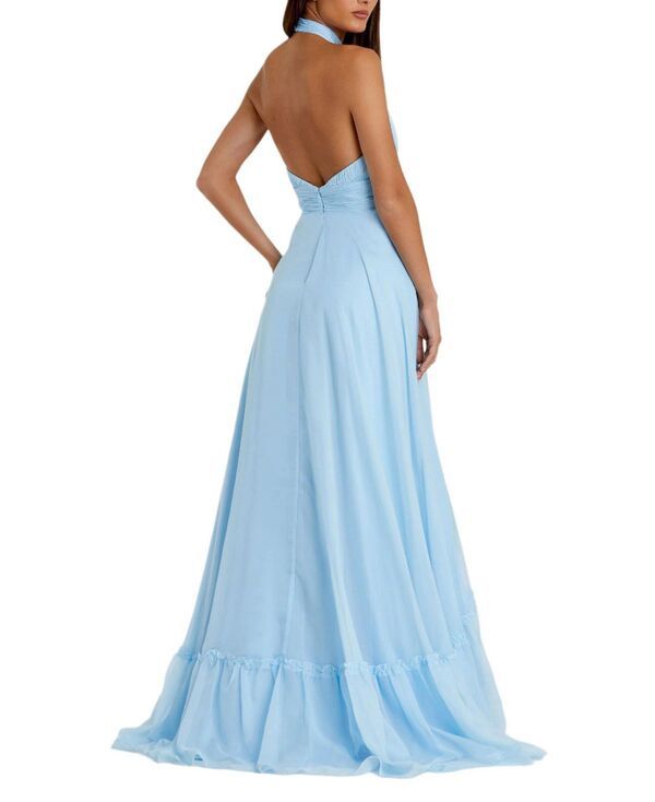 Long Sleeves, Three Quarter Sleeve Mac Duggal High Neck Tiered Chiffon Halter