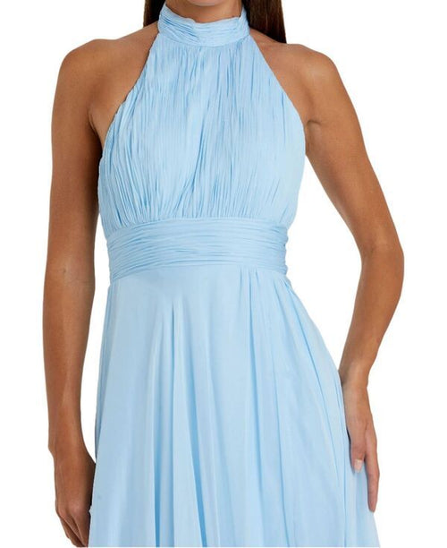 Long Sleeves, Three Quarter Sleeve Mac Duggal High Neck Tiered Chiffon Halter
