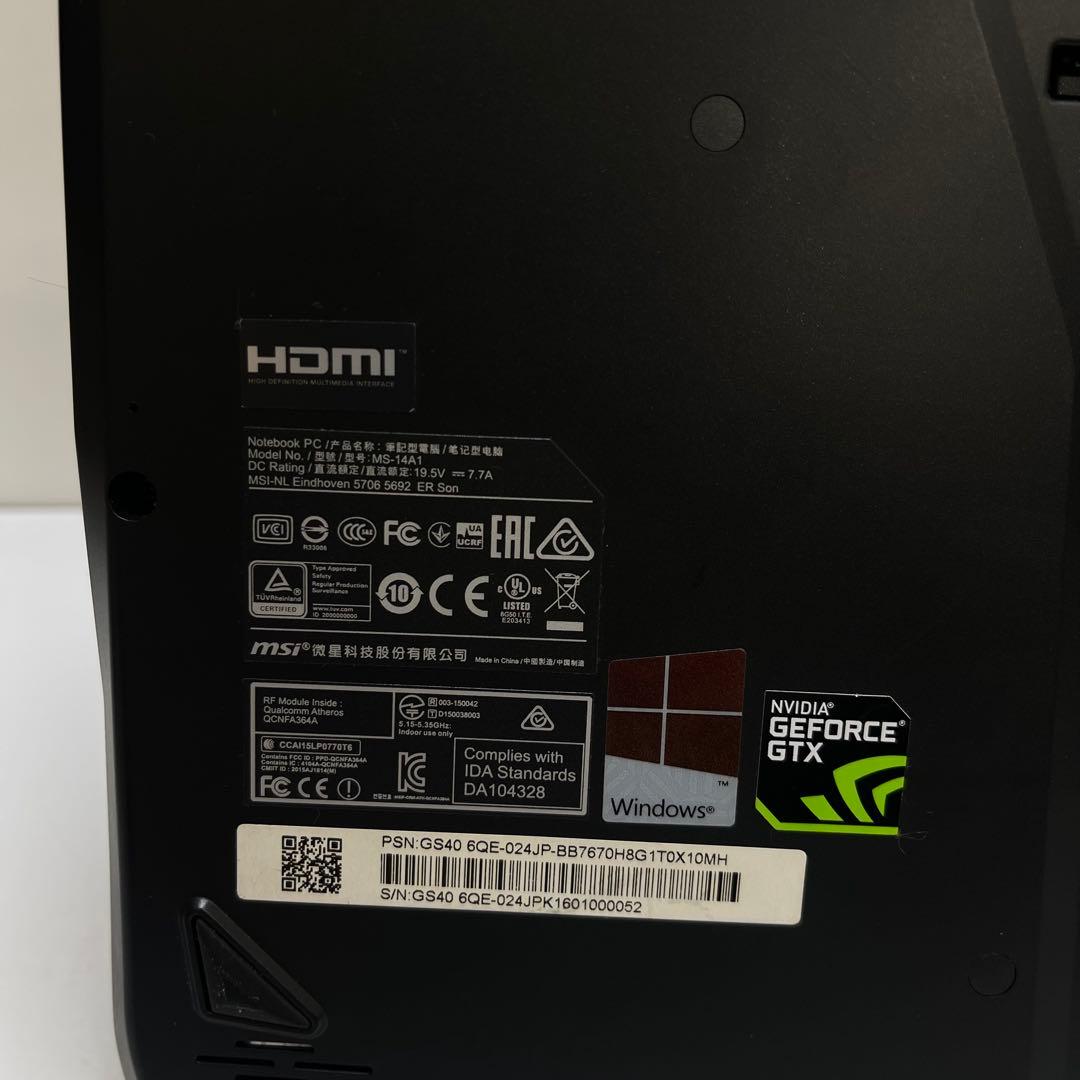 Windows Notebook Body Msi Gs40 6Qe Phantom I7-6700Hq 16Gb 512G