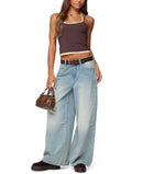 Camisole Edikted Roya Layered Halter Tank Top Brown