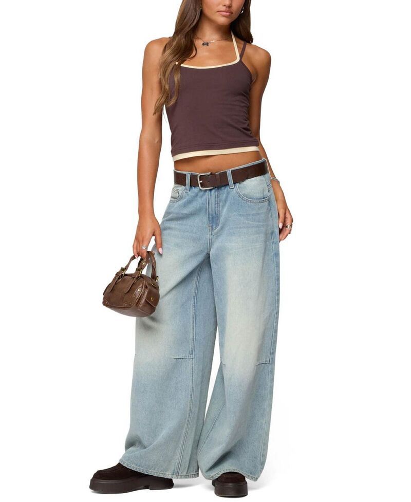 Camisole Edikted Roya Layered Halter Tank Top Brown