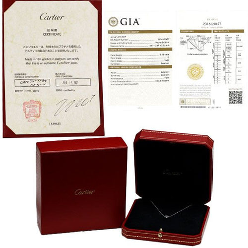 Cartier Necklace K18Wg 0.18Ct E Vvs2 3Ex C