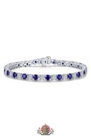 Bracelet Alternating Simulated Diamond Tennis Blue