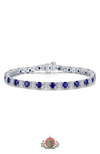 Bracelet Alternating Simulated Diamond Tennis Blue