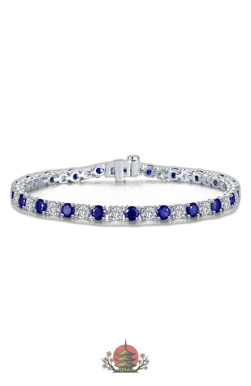 Bracelet Alternating Simulated Diamond Tennis Blue