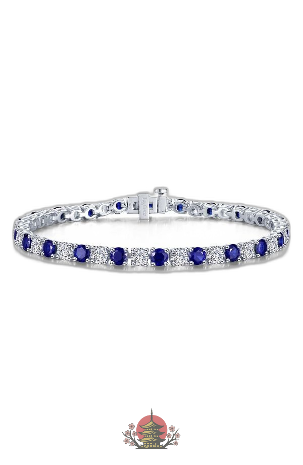 Bracelet Alternating Simulated Diamond Tennis Blue