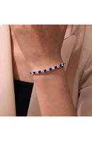 Bracelet Alternating Simulated Diamond Tennis Blue