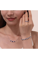 Bracelet Alternating Simulated Diamond Tennis Blue