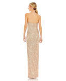 Others Mac Duggal Womens Sequined Halter Strap Low Side Knot Gown Rose