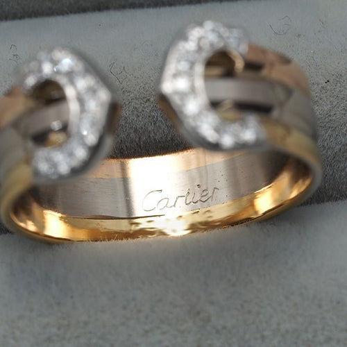 Cartier Ring 2C C C2 Sm 50 K18Yg/Wg/Pg #190738