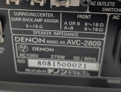 Denon Av Amplifier Avc-2809