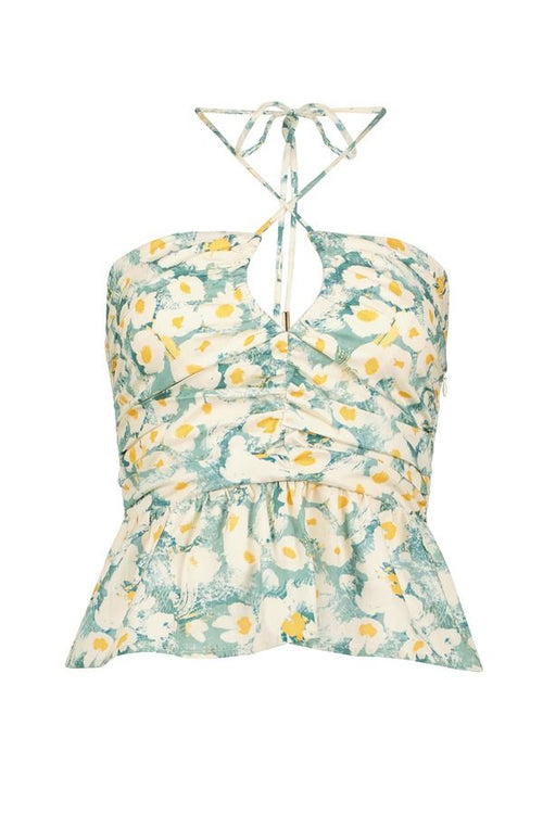 Long Sleeve Bishop Young Aeries Halter Top Lagos Print