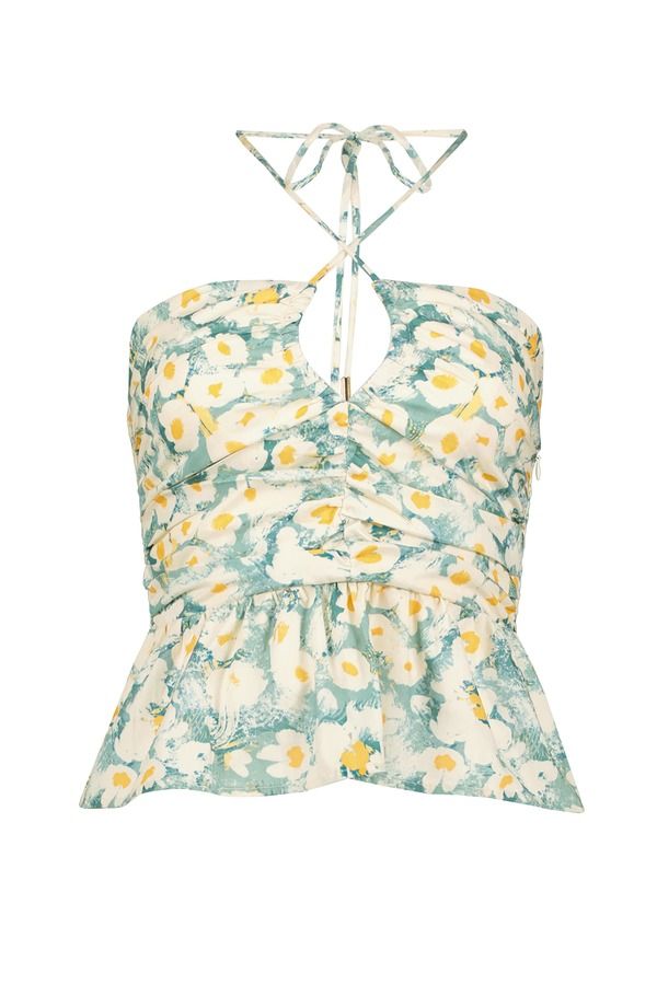 Long Sleeve Bishop Young Aeries Halter Top Lagos Print
