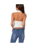 Long Sleeve Edikted Womens Carolyn Lacey Halter Top White