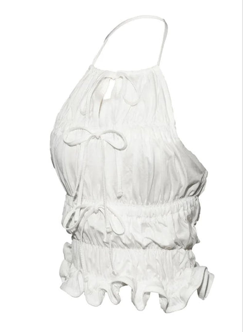 Camisole Theredthread Shirred Frill Halter Tops