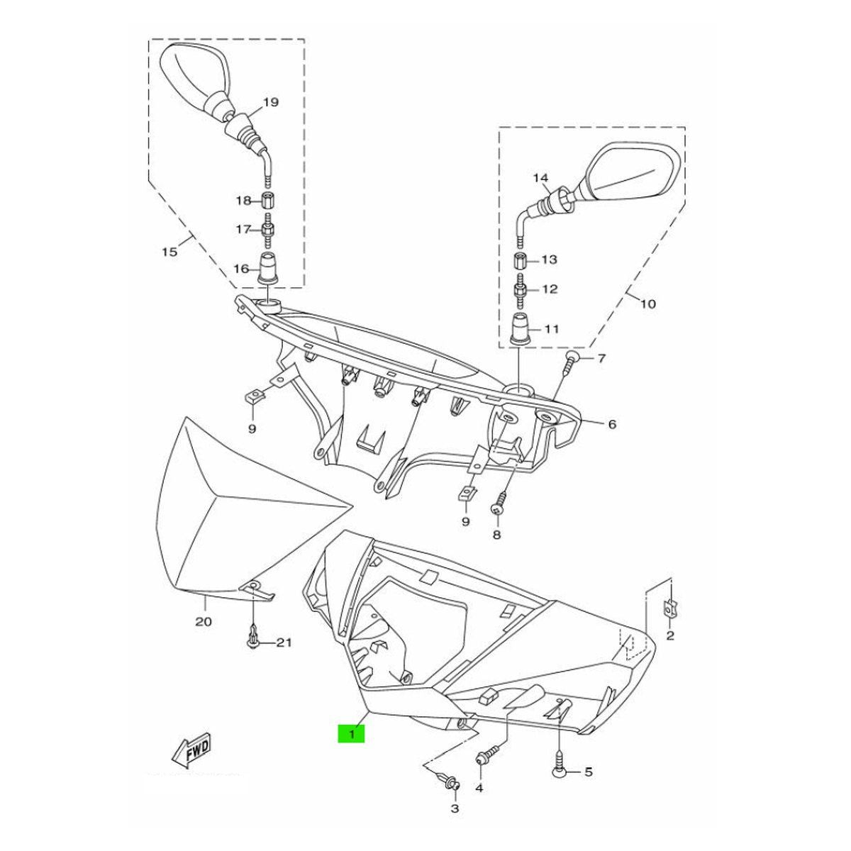 Yamaha Cowl Fender 4 X Cygnus 2Ub-F6143-01-P0 2Ub-F6143-00-P0 1(Wm1)