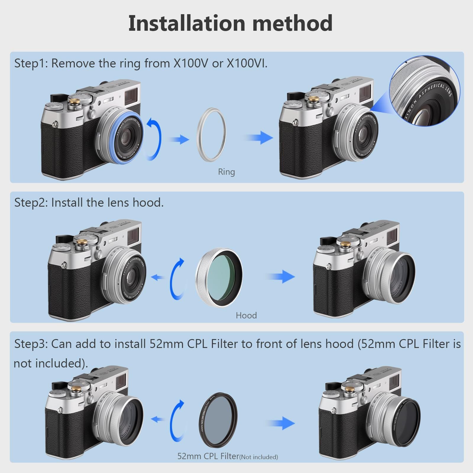 Others Haoge Luv-X54W Mc Uv Ultraviolet For Fujifilm X100Vi Fuji X100V