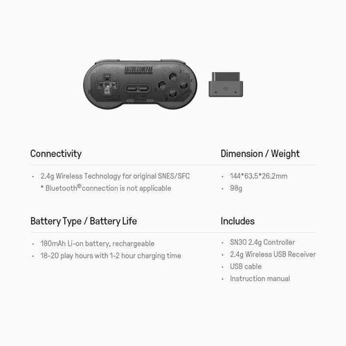 Super Famicom Peripherals 8Bitdo Sn30 2.4G Te