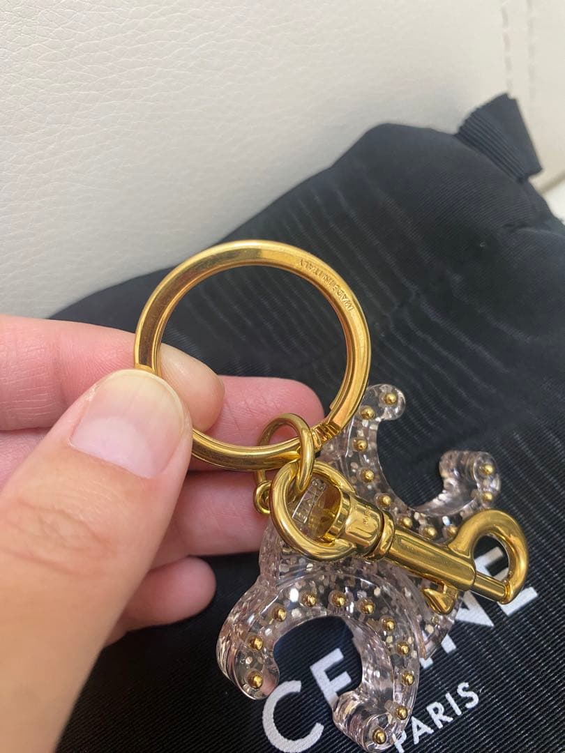 Celine Keychains Key Rings Transparent Rose Glitter