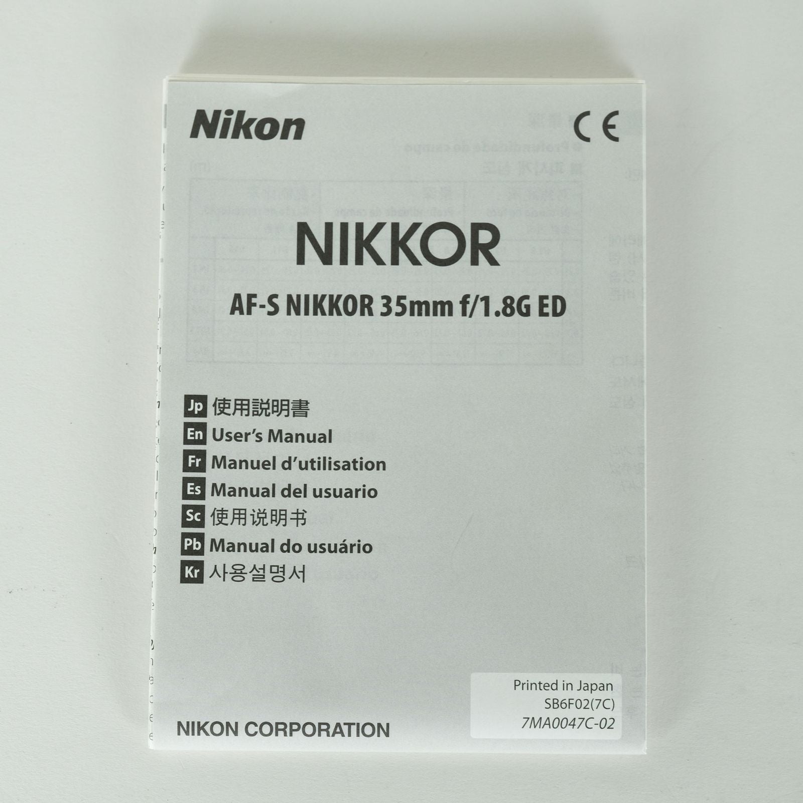 Nikon Lens (Single Focus) Af-S Nikkor F/1.8G Ed F