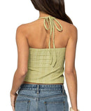 Long Sleeve Edikted Galya Textured Halter Top Sage