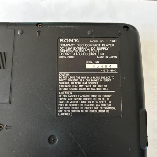 Sony Portable Cd Player D-140 Discman