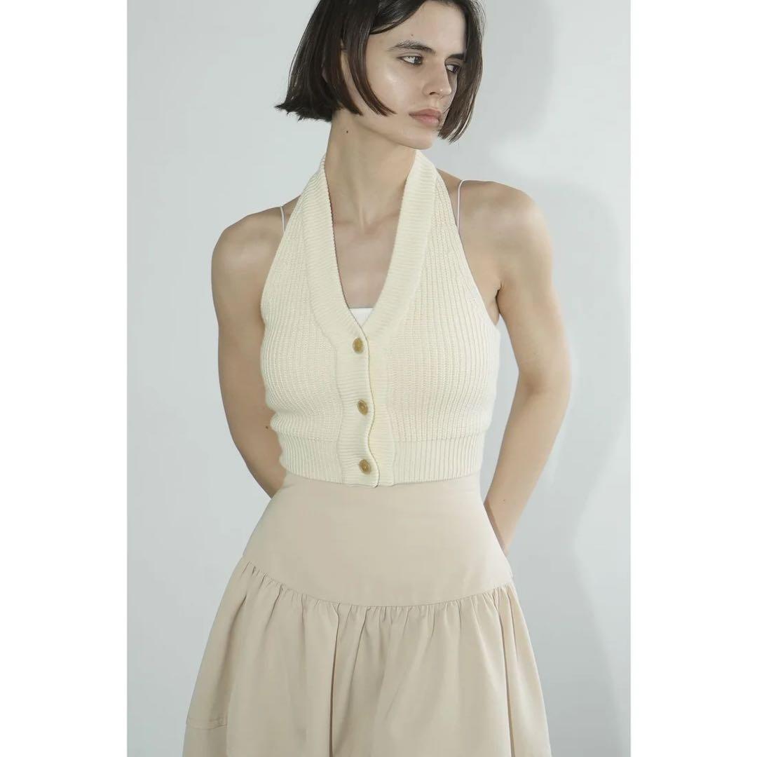 Clane Knit Vest Halter Neck Bustier Tops
