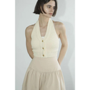Clane Knit Vest Halter Neck Bustier Tops