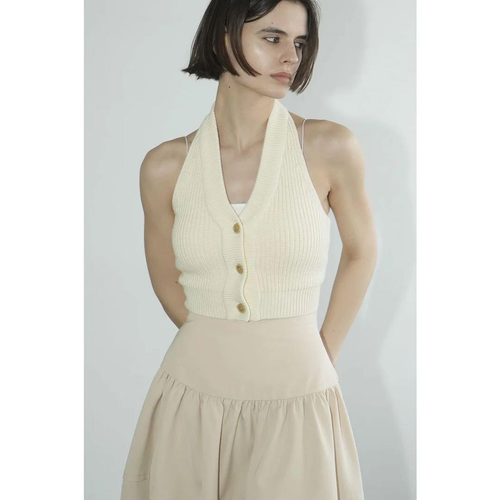 Clane Knit Vest Halter Neck Bustier Tops