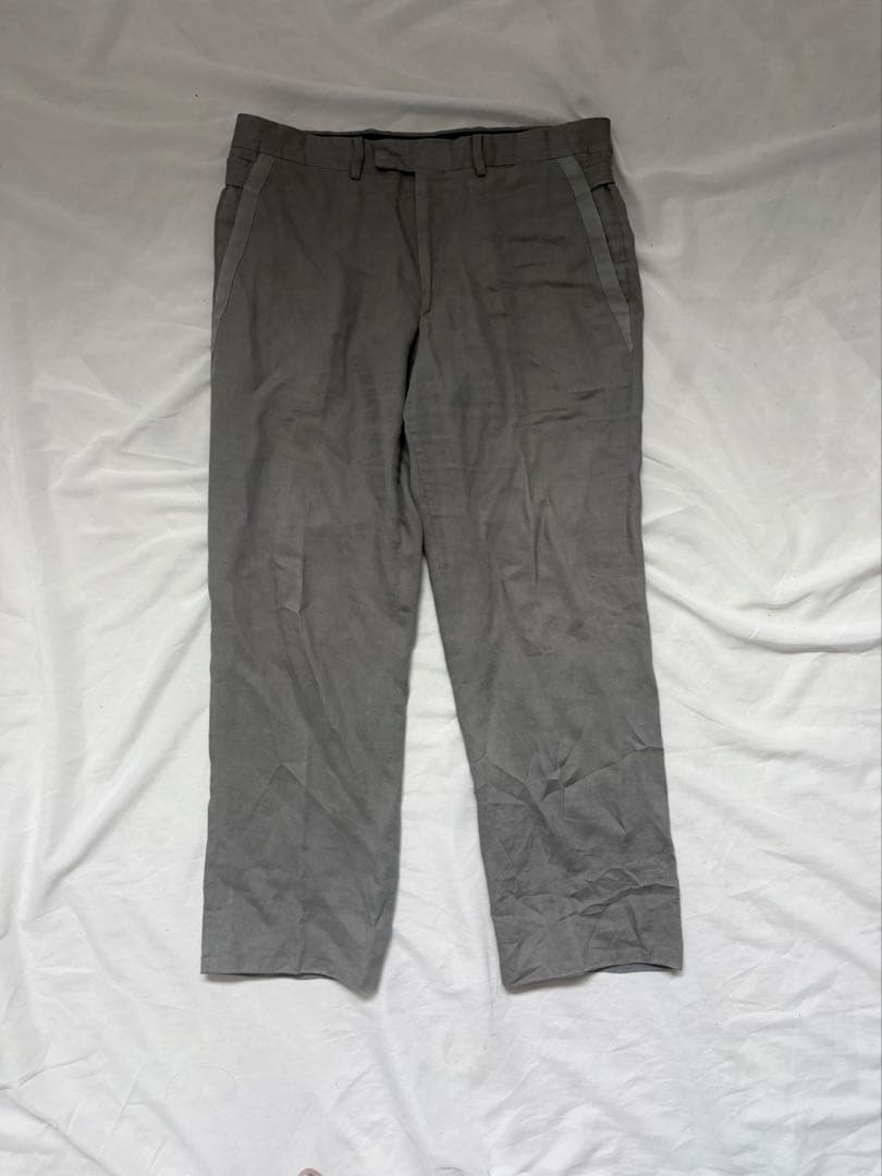 Hermes Slacks Linen Wide Light Gray