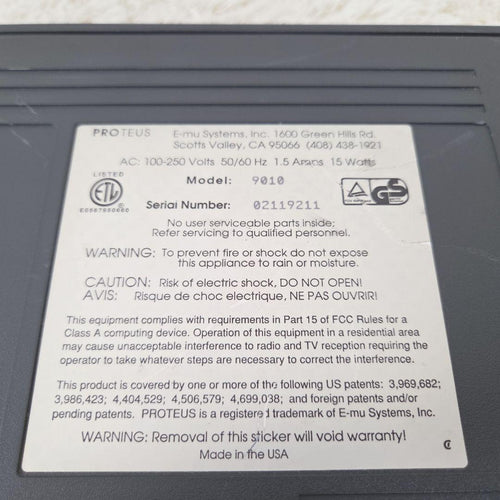 Hardware Instruments E-Mu Systems Proteus/1 Model 9010