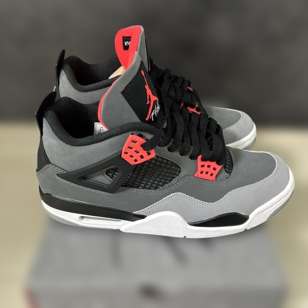 Air Jordan Sneakers 4 Retro 8.5 26.5 Dark Grey/Infrared 23-Black