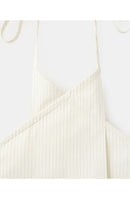 Mng Long Sleeve Mango Stripe Halter Top Ecru