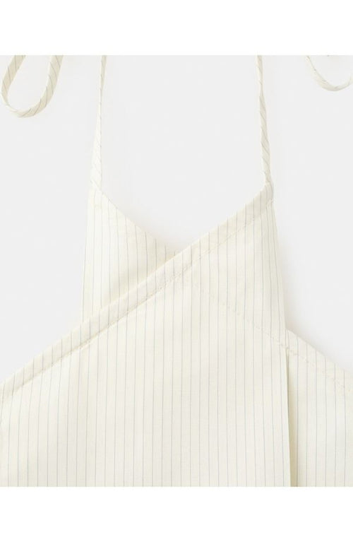 Mng Long Sleeve Mango Stripe Halter Top Ecru