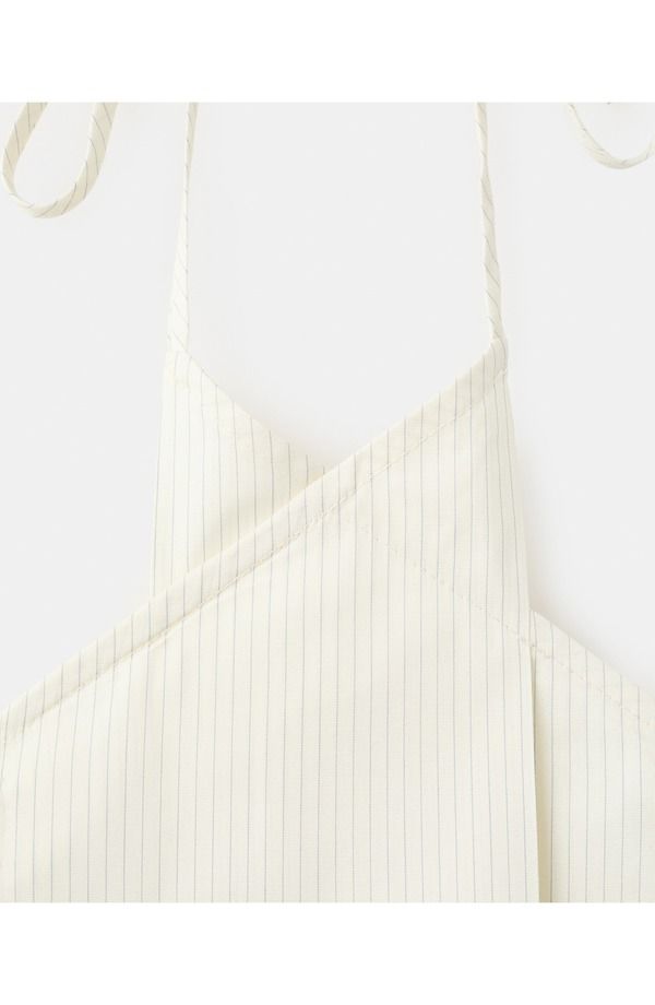 Mng Long Sleeve Mango Stripe Halter Top Ecru