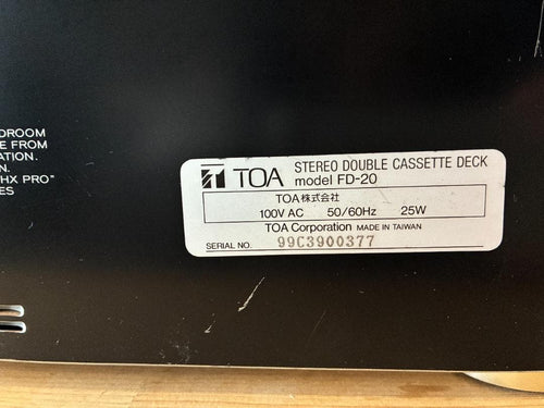 Cd, Md Cassette Decks Toa Fd-20
