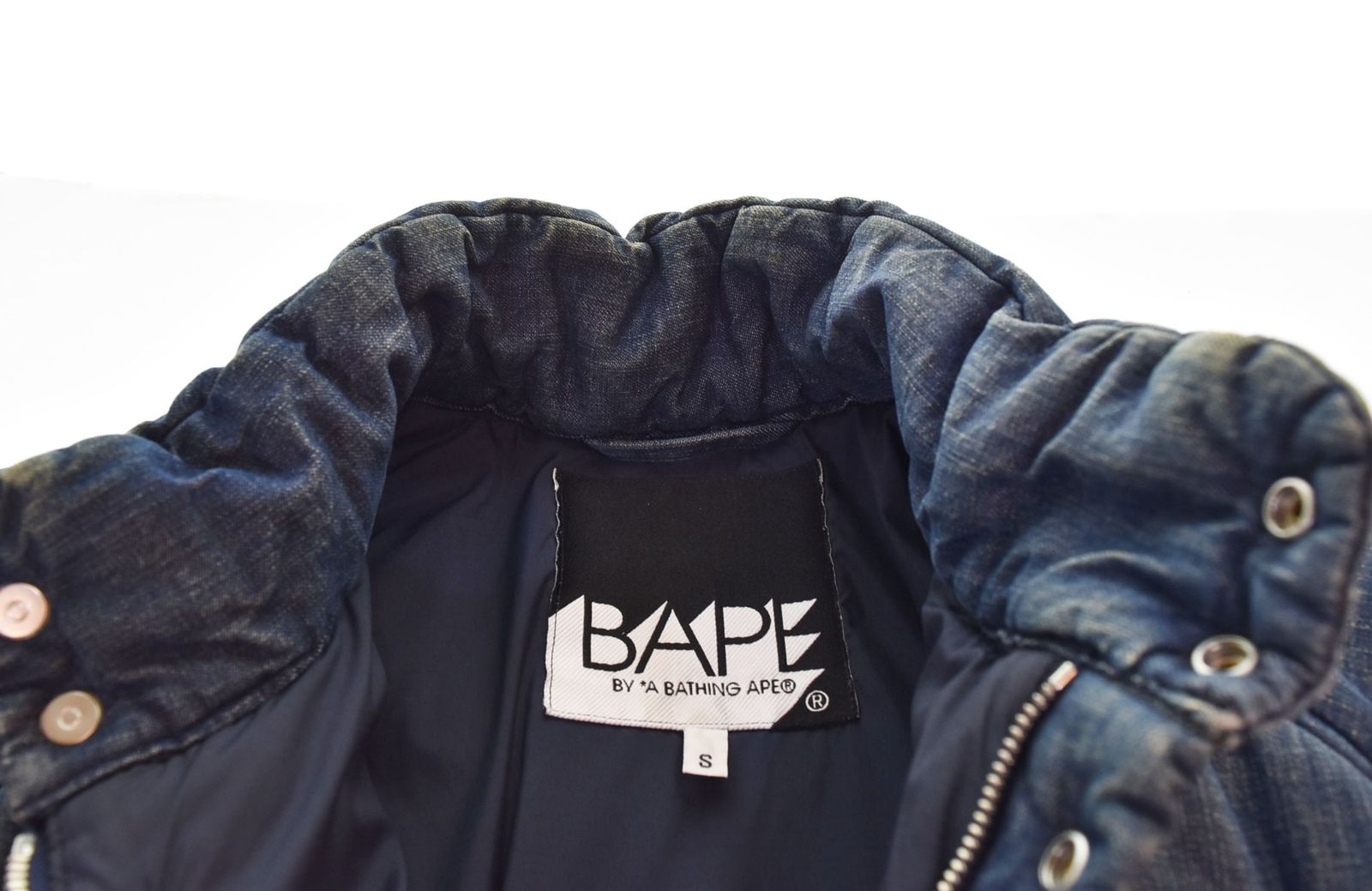 A Bathing Ape Tailored Jacket Indigo Denim Puffer S 103Mt-2603