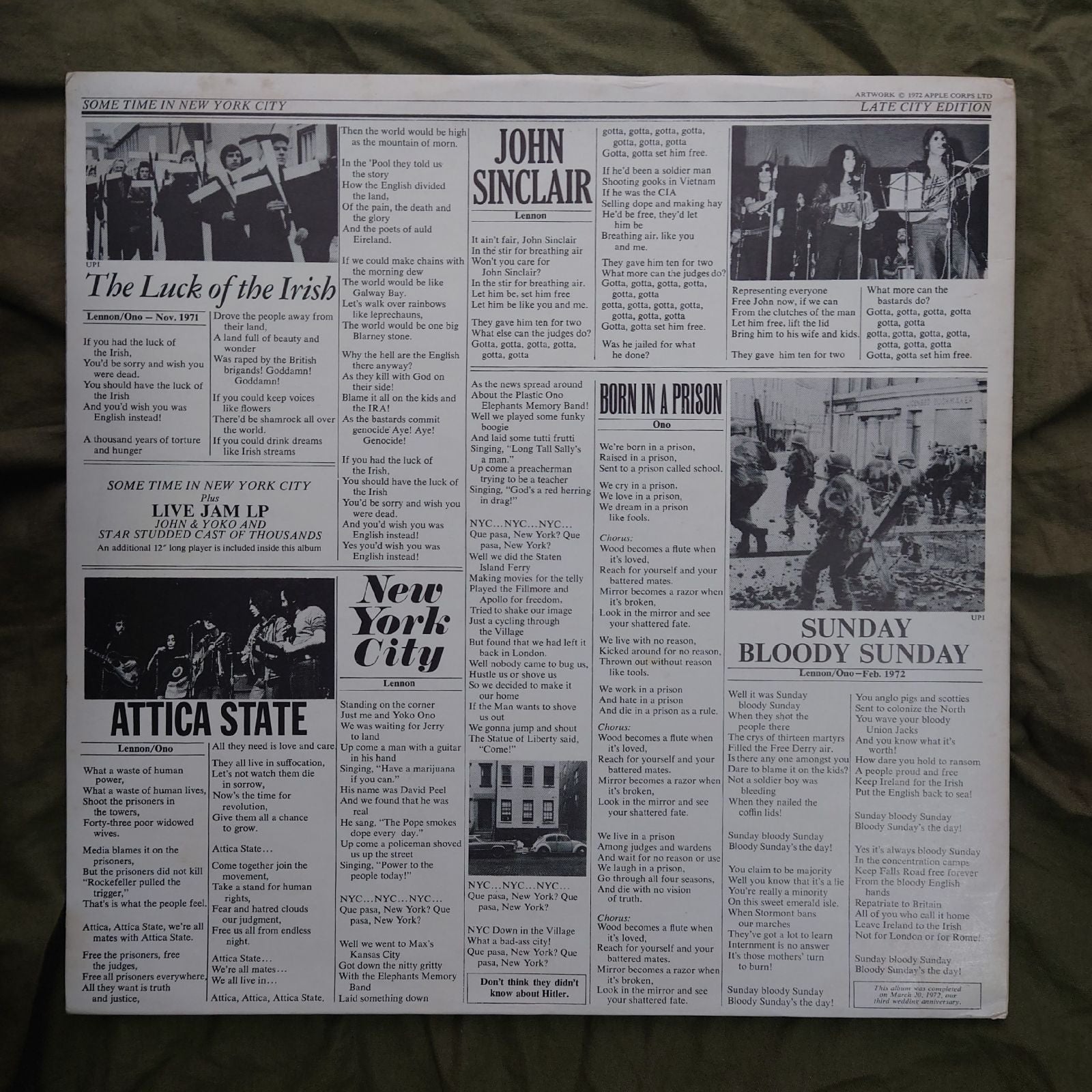 Western Music 1972 John Yoko Plastic Ono Band 2 Lp Some Time In New York City: