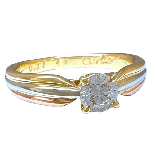 Cartier Ring 0.31Ct 750 K18 Yg Pg Wg 3 49