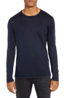T -Shirt John Varvatos Walter Long Sleeve Acid Wash Crewneck Tshirt Deep Blue