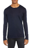 T -Shirt John Varvatos Walter Long Sleeve Acid Wash Crewneck Tshirt Deep Blue