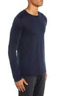 T -Shirt John Varvatos Walter Long Sleeve Acid Wash Crewneck Tshirt Deep Blue