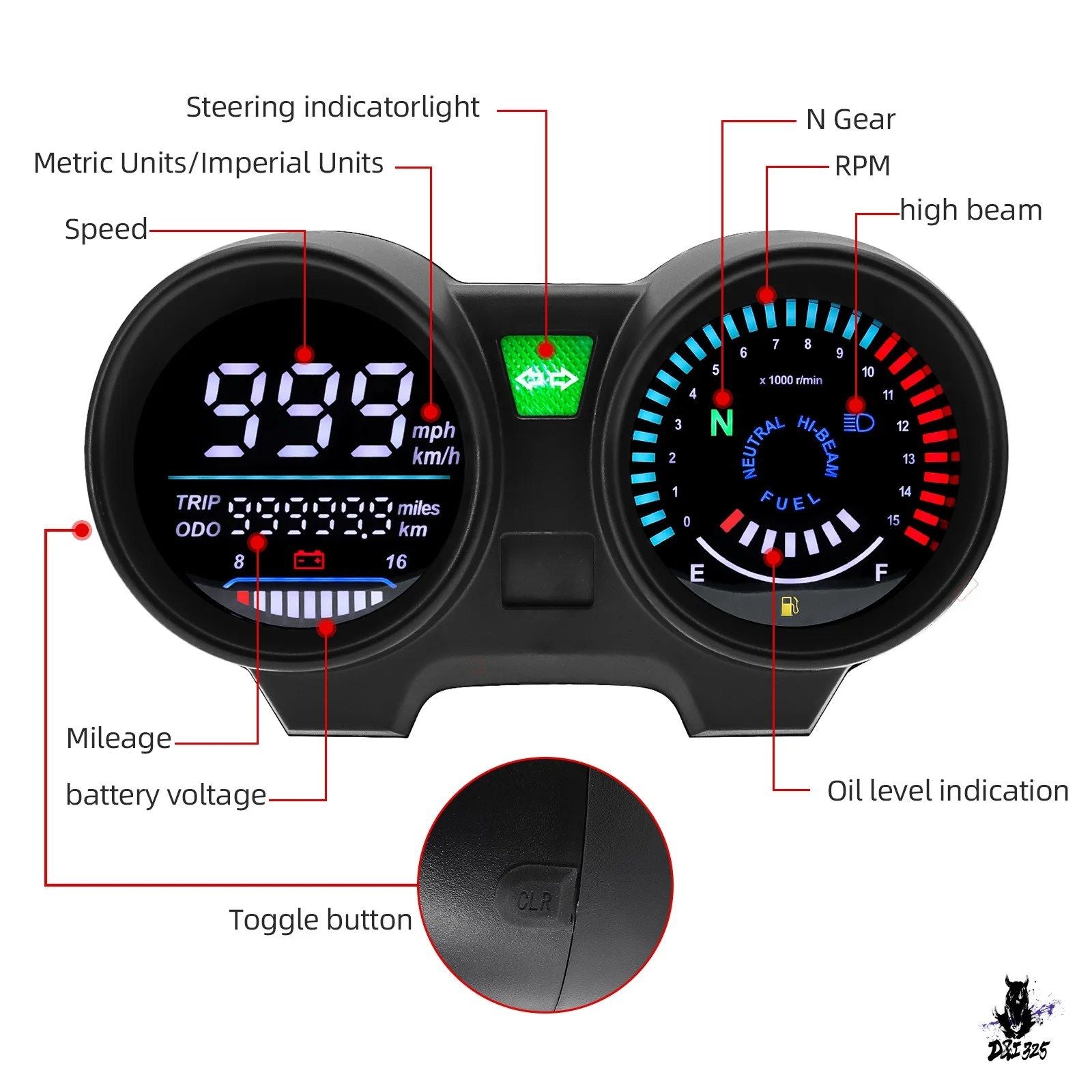 Meter Lcd 15000Rpm