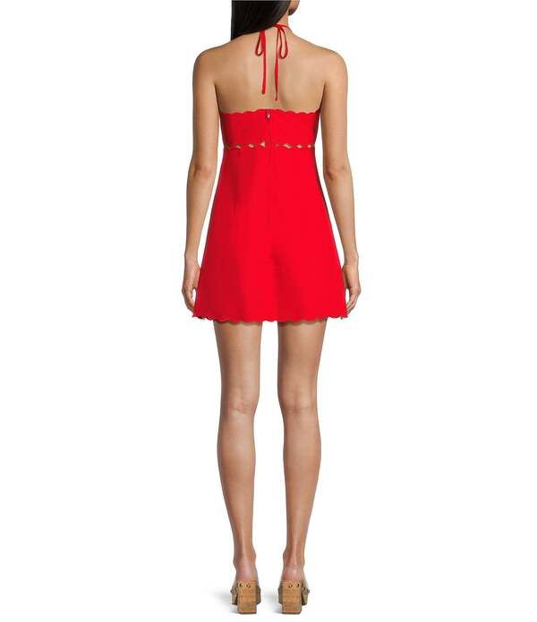 Long Sleeves, Three Quarter Sleeve Gbethenny Halter Neck Mini Dress Ruby Red