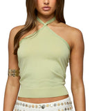 Long Sleeve Edikted Paradiso Knit Halter Top Green