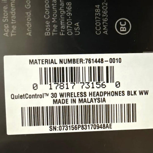 Bose Wireless Earphones Quietcontrol 30